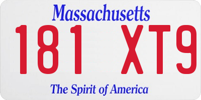 MA license plate 181XT9