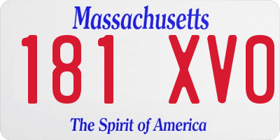 MA license plate 181XV0