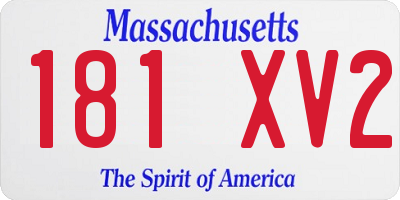 MA license plate 181XV2