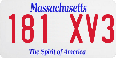 MA license plate 181XV3