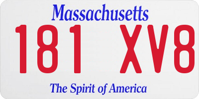 MA license plate 181XV8