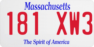 MA license plate 181XW3