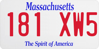 MA license plate 181XW5
