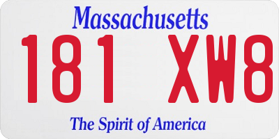 MA license plate 181XW8