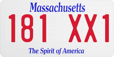 MA license plate 181XX1