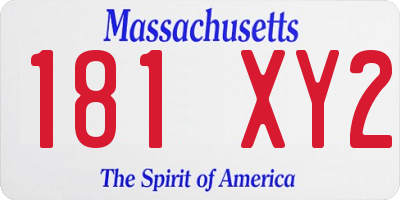 MA license plate 181XY2