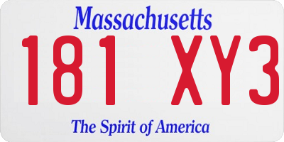 MA license plate 181XY3