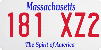 MA license plate 181XZ2