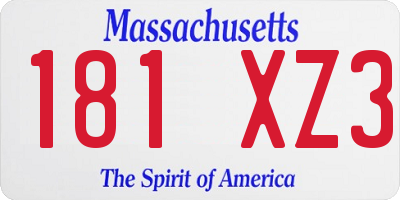 MA license plate 181XZ3