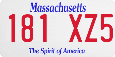 MA license plate 181XZ5
