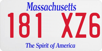 MA license plate 181XZ6