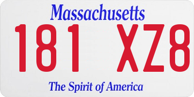 MA license plate 181XZ8