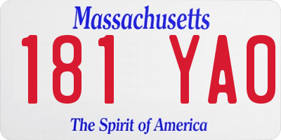MA license plate 181YA0