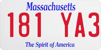 MA license plate 181YA3