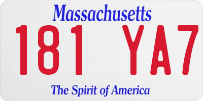 MA license plate 181YA7