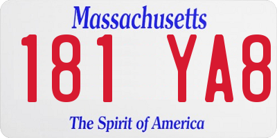 MA license plate 181YA8
