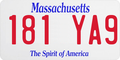 MA license plate 181YA9