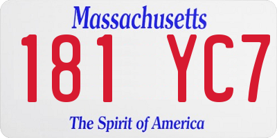 MA license plate 181YC7