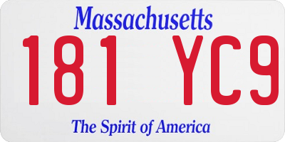MA license plate 181YC9