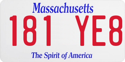 MA license plate 181YE8