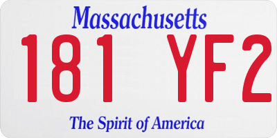 MA license plate 181YF2