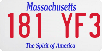 MA license plate 181YF3