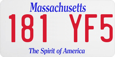 MA license plate 181YF5