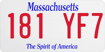 MA license plate 181YF7
