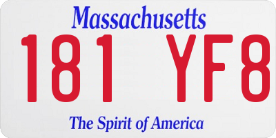 MA license plate 181YF8