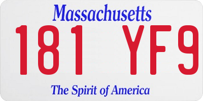 MA license plate 181YF9