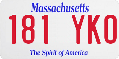 MA license plate 181YK0