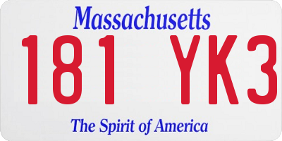 MA license plate 181YK3