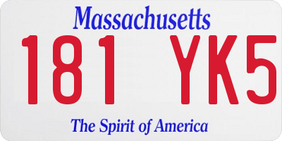 MA license plate 181YK5