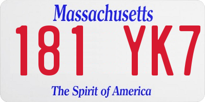 MA license plate 181YK7