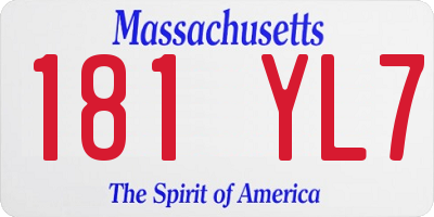 MA license plate 181YL7