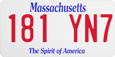 MA license plate 181YN7