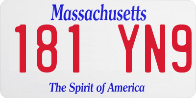 MA license plate 181YN9