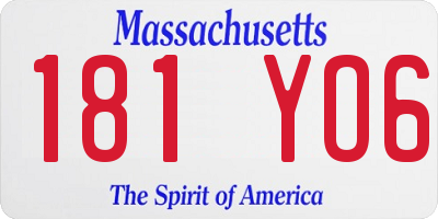 MA license plate 181YO6