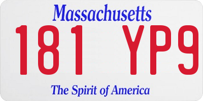 MA license plate 181YP9