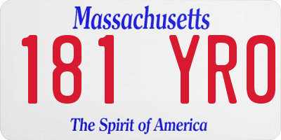 MA license plate 181YR0