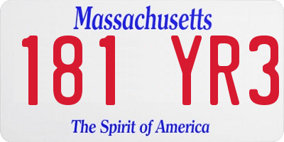 MA license plate 181YR3