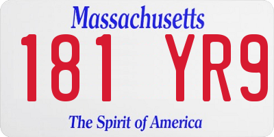 MA license plate 181YR9
