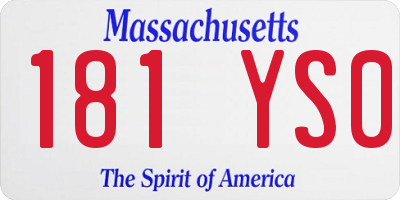 MA license plate 181YS0
