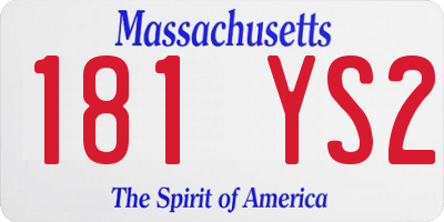 MA license plate 181YS2