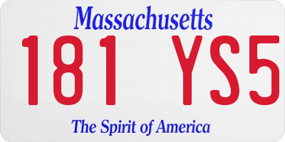 MA license plate 181YS5