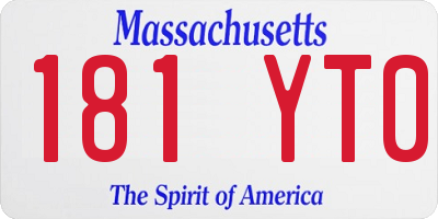 MA license plate 181YT0