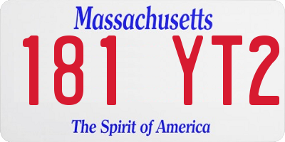 MA license plate 181YT2