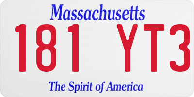 MA license plate 181YT3