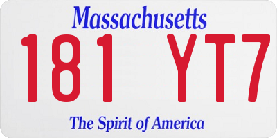 MA license plate 181YT7