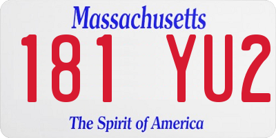 MA license plate 181YU2